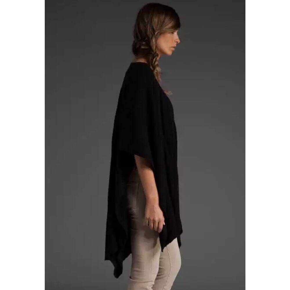 Free People Frontier Cape Black Slip on Coat Sweaters Cover Warm High Low Uneven - Picture 3 of 10